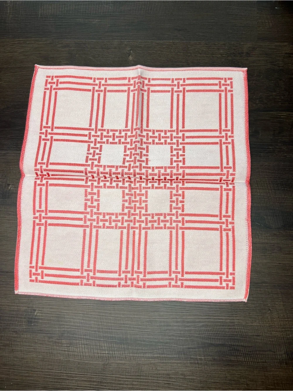 Set of Six Vintage White and Pink Patterned Napkins